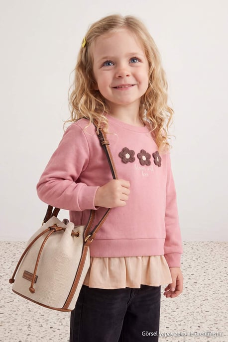 TRENDYOLKIDS Mädchen Rosa Mit Grafikprint Lang, Regular Fit Sweatshirts - Image 1