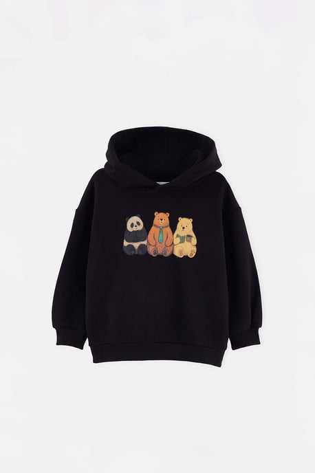 TRENDYOLKIDS Jungen Schwarz Mit Grafikprint Lang, Regular Fit Sweatshirts - Image 3