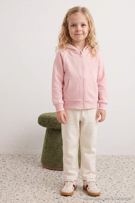 TRENDYOLKIDS Mädchen Rosa Einfarbig Lang, Regular Fit Sweatshirts - Image 3