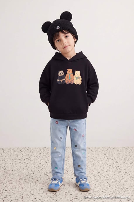 TRENDYOLKIDS Jungen Schwarz Mit Grafikprint Lang, Regular Fit Sweatshirts - Image 6