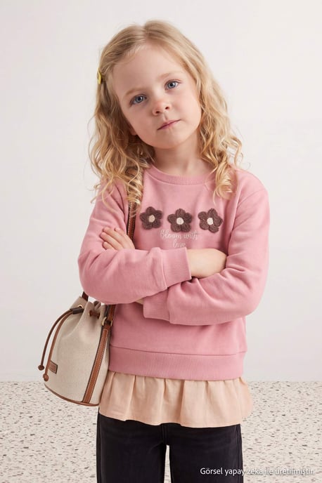 TRENDYOLKIDS Mädchen Rosa Mit Grafikprint Lang, Regular Fit Sweatshirts - Image 6