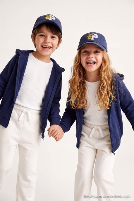 TRENDYOLKIDS Mädchen Dunkelblau Einfarbig Lang, Regular Fit Sweatshirts - Image 3