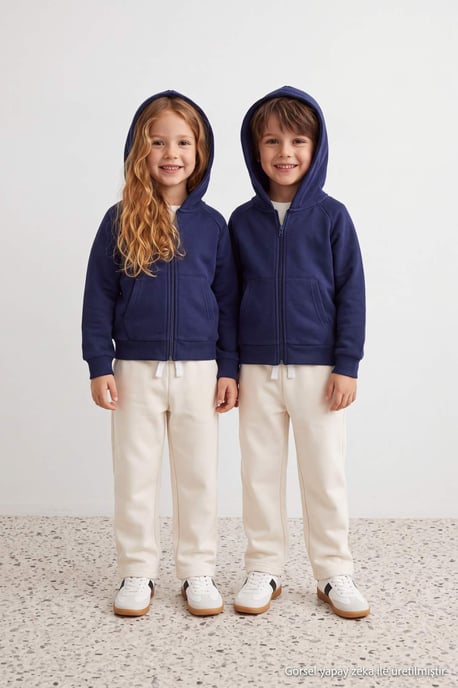 TRENDYOLKIDS Mädchen Dunkelblau Einfarbig Lang, Regular Fit Sweatshirts - Image 6