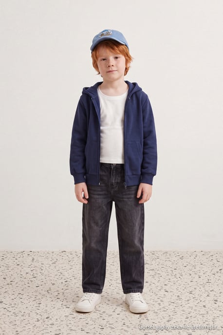 TRENDYOLKIDS Mädchen Dunkelblau Einfarbig Lang, Regular Fit Sweatshirts - Image 1