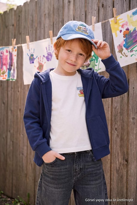 TRENDYOLKIDS Mädchen Dunkelblau Einfarbig Lang, Regular Fit Sweatshirts - Image 3