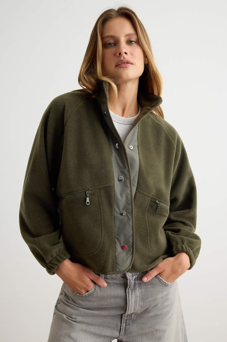 TRENDYOLMİLLA Damen Khaki Einfarbig Lang, Relaxed Fit Sweatshirts - Image 1