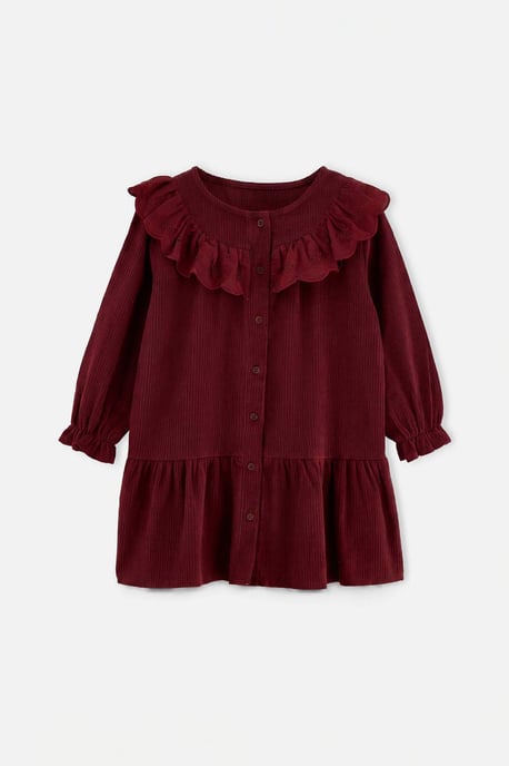 TRENDYOLKIDS Mädchen Bordeaux Einfarbig Midi Lang A-Linie Kleider - Image 1