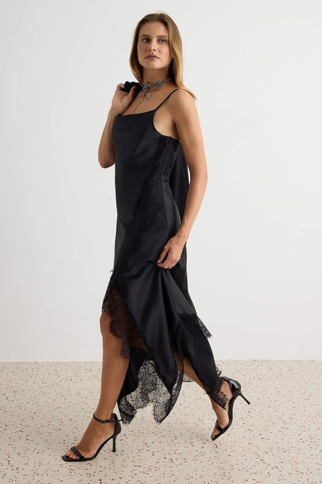 TRENDYOLMİLLA Damen Schwarz Einfarbig Maxi Ärmellos A-Linie Kleider - Image 5