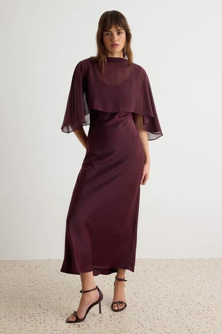 TRENDYOLMİLLA Damen Lila Einfarbig Maxi Ärmellos Meerjungfrau-Schnitt Kleider - Image 1