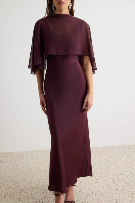 TRENDYOLMİLLA Damen Lila Einfarbig Maxi Ärmellos Meerjungfrau-Schnitt Kleider - Image 3