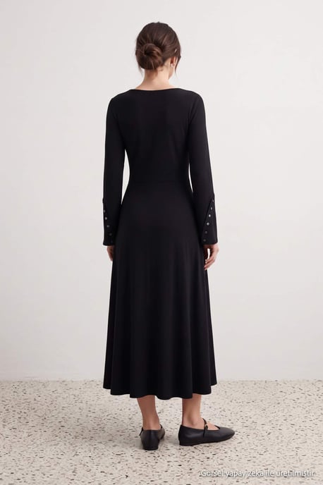 Trendyol Modest Damen Schwarz Einfarbig Maxi Lang A-Linie Modest Kleider - Image 2