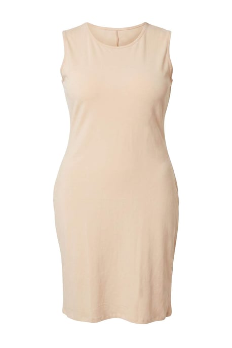 Trendyol Curve Einfarbiges Midi-Kleid, ärmellos, Etuiform und große Größen - Beige - Image 4