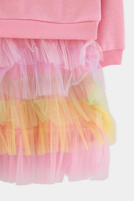 TRENDYOLKIDS Mädchen Rosa Mit Grafikprint Midi Lang A-Linie Kleider - Image 5