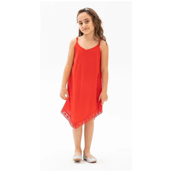 Çağla Şile Stoff Mädchen Sommerkleid Rot - Image 1