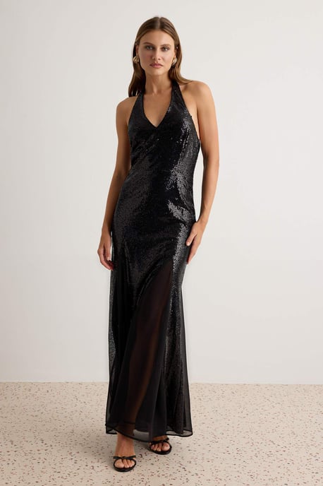 TRENDYOLMİLLA Damen Schwarz Strukturiert Maxi Ärmellos Meerjungfrau-Schnitt Abend- Abschlussball- Kleid - Image 1