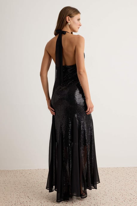 TRENDYOLMİLLA Damen Schwarz Strukturiert Maxi Ärmellos Meerjungfrau-Schnitt Abend- Abschlussball- Kleid - Image 3