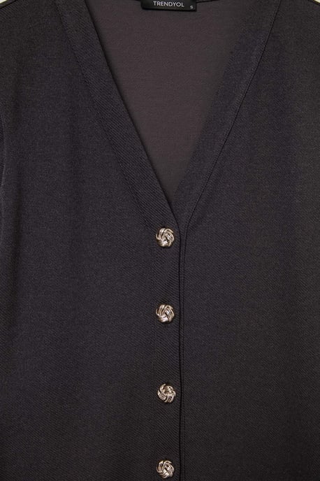 Trendyol Einfarbiges Midi-Kleid, ärmellos, figurbetont - Grau - Image 3