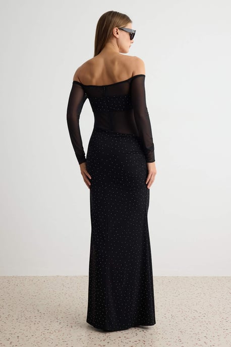 TRENDYOLMİLLA Damen Schwarz Einfarbig Maxi Lang Meerjungfrau-Schnitt Abend- Abschlussball- Kleid - Image 3
