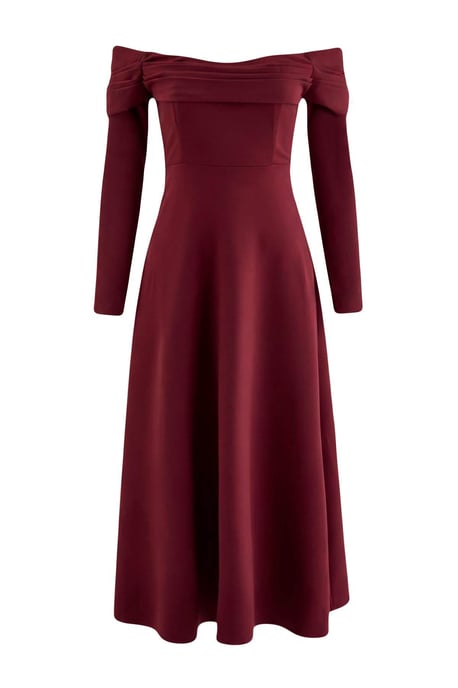 Trendyol Einfarbiges Midi-A-Linienkleid, knielang - Bordeaux - Image 1