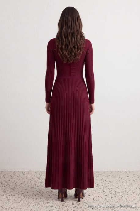 Trendyol Modest Damen Bordeaux Einfarbig Maxi Lang A-Linie Modest Kleider - Image 3