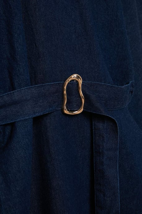 TRENDYOLMİLLA Damen Blau Einfarbig Maxi Lang A-Linie Kleider - Image 3