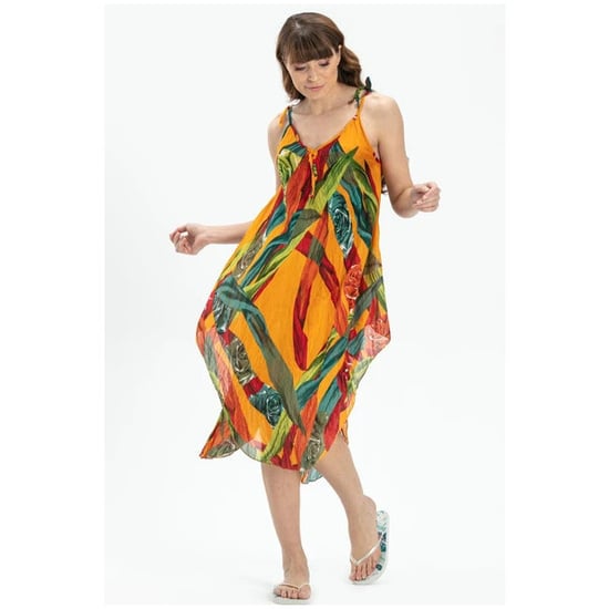 Trägerloses Voile-Sommerkleid „Aphrodite“ in Midi-Länge, Senfgelb - Image 2