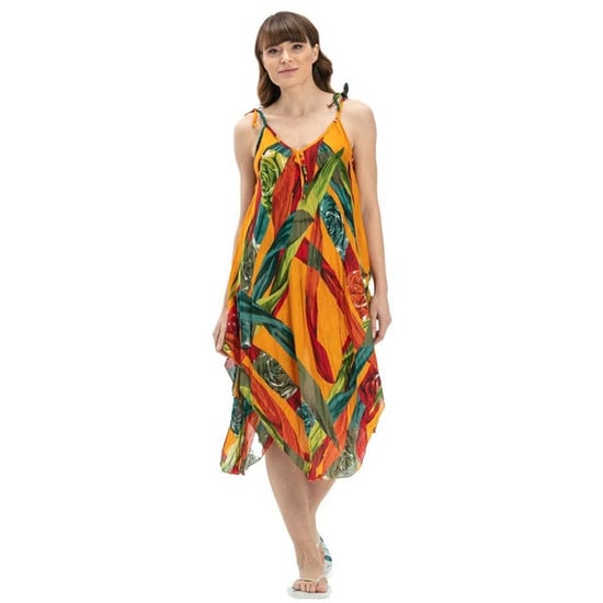 Trägerloses Voile-Sommerkleid „Aphrodite“ in Midi-Länge, Senfgelb - Image 3