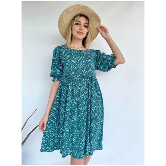 Grünes Damenkleid mit eckigem Ausschnitt - Image 2