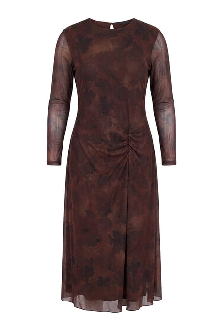 Trendyol Curve Damen Braun Mit Grafikprint Maxi Lang A-Linie Große Größen Kleid - Image 4