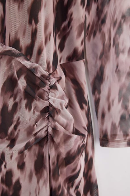 Trendyol Curve Damen Braun Mit Grafikprint Maxi Lang A-Linie Große Größen Kleid - Image 5