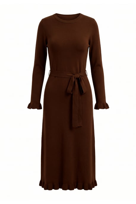 Trendyol Modest Damen Braun Einfarbig Maxi Lang Etui-Schnitt Modest Kleider - Image 4