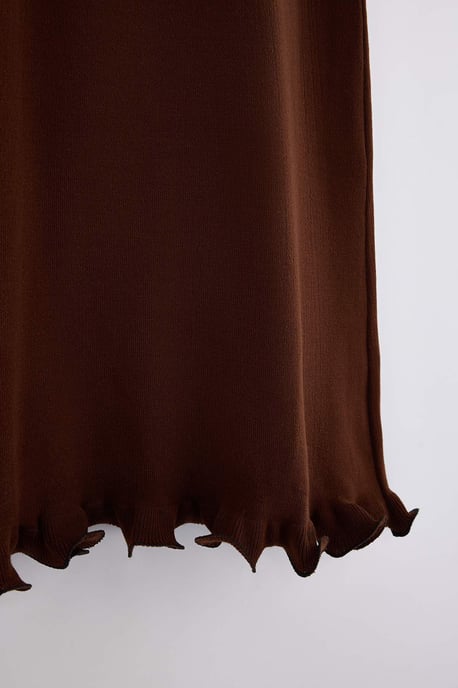 Trendyol Modest Damen Braun Einfarbig Maxi Lang Etui-Schnitt Modest Kleider - Image 5