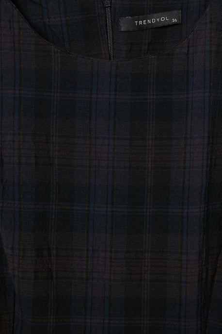 Trendyol Midi-Kleid in A-Linie mit Karomuster, kurz - Braun - Image 4