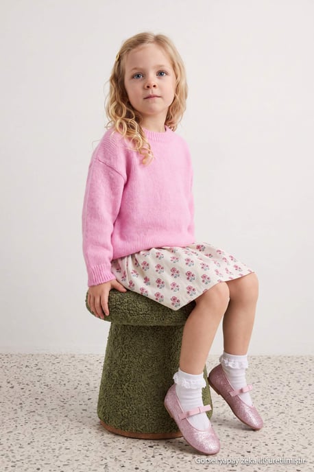 TRENDYOLKIDS Mädchen Rosa Einfarbig Lang, Regular Fit Pullover - Image 2