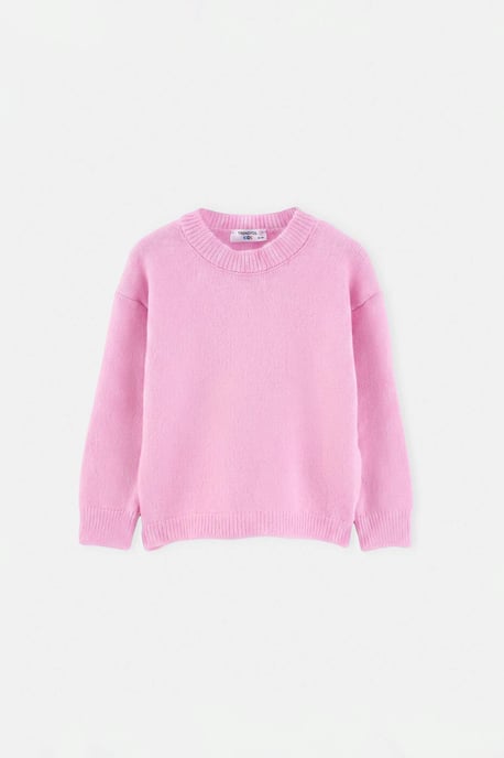 TRENDYOLKIDS Mädchen Rosa Einfarbig Lang, Regular Fit Pullover - Image 3