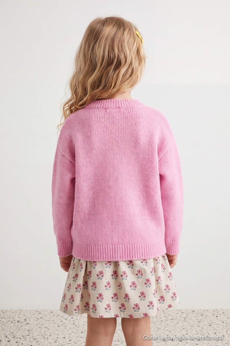 TRENDYOLKIDS Mädchen Rosa Einfarbig Lang, Regular Fit Pullover - Image 6