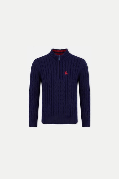 TRENDYOLKIDS Jungen Dunkelblau Einfarbig Lang, Regular Fit Pullover - Image 3