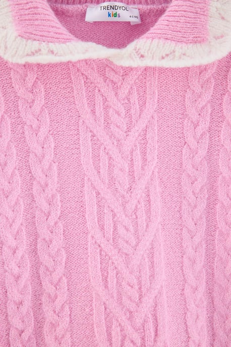 TRENDYOLKIDS Mädchen Rosa Einfarbig Lang, Regular Fit Pullover - Image 5