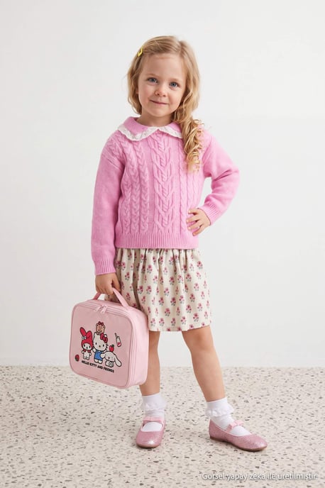 TRENDYOLKIDS Mädchen Rosa Einfarbig Lang, Regular Fit Pullover - Image 6