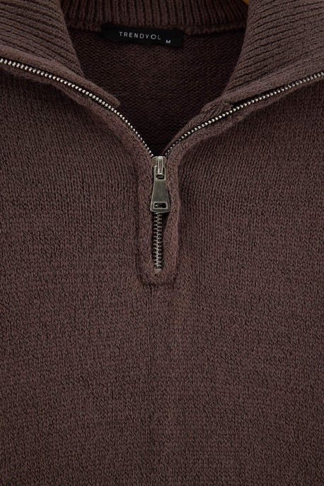 TRENDYOL MAN Herren Braun Einfarbig Lang, Regular Fit Pullover - Image 2