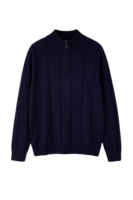 TRENDYOL MAN Herren Dunkelblau Gestreift Lang, Regular Fit Pullover - Image 5