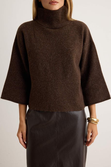 TRENDYOLMİLLA Damen Braun Einfarbig Lang, Locker Pullover - Image 2