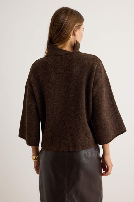 TRENDYOLMİLLA Damen Braun Einfarbig Lang, Locker Pullover - Image 3