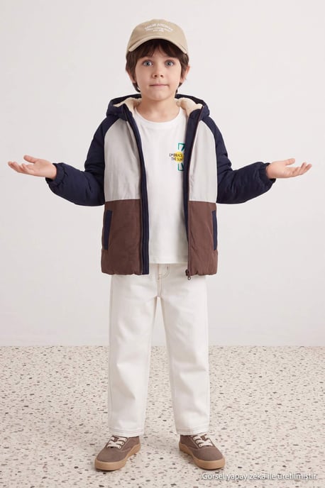 TRENDYOLKIDS Jungen Mehrfarbig Colorblock Regular Fit Winter- Jacken - Image 2