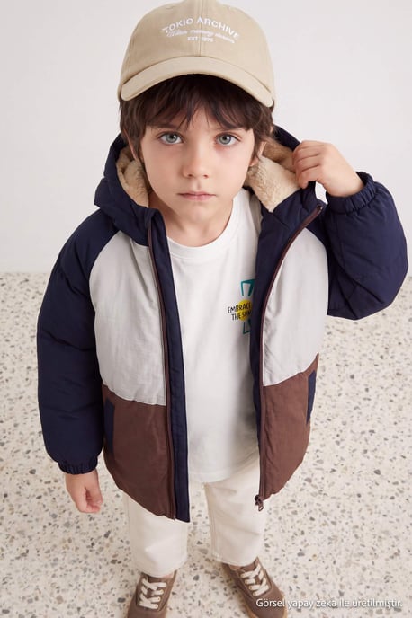 TRENDYOLKIDS Jungen Mehrfarbig Colorblock Regular Fit Winter- Jacken - Image 6