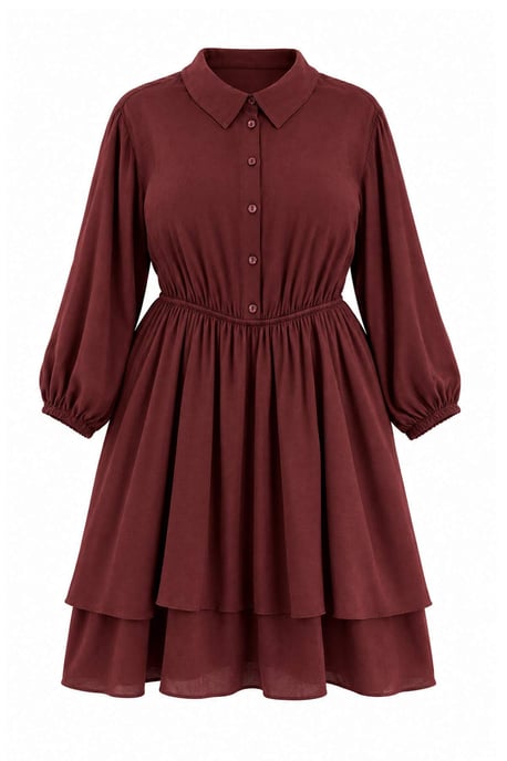 Trendyol Curve Damen Lila Einfarbig Kurz / Mini 3/4-Ärmel Skater Große Größen Kleid - Image 1