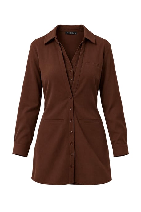 Trendyol Kurz-/minikleid im Hemdblusenstil, einfarbig - Braun - Image 1