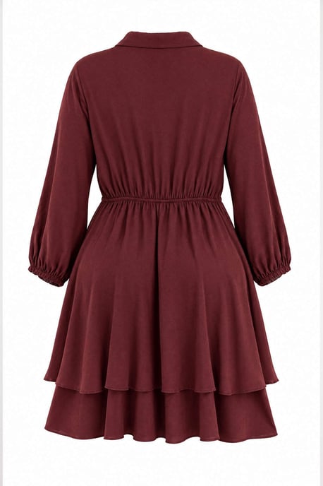 Trendyol Curve Damen Lila Einfarbig Kurz / Mini 3/4-Ärmel Skater Große Größen Kleid - Image 2