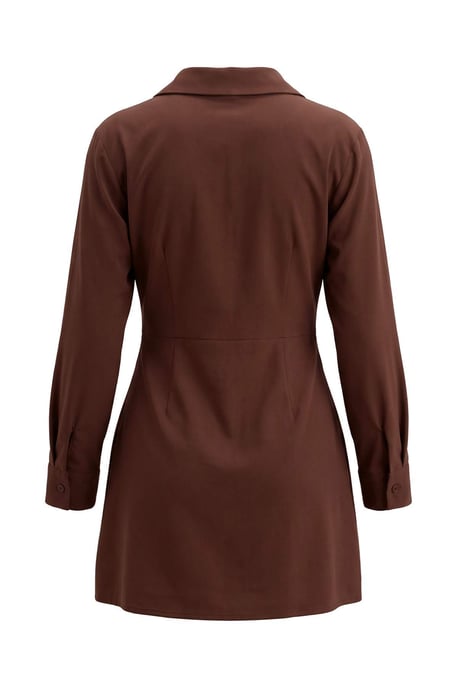 Trendyol Kurz-/minikleid im Hemdblusenstil, einfarbig - Braun - Image 3