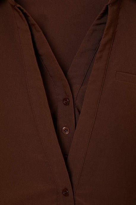 Trendyol Kurz-/minikleid im Hemdblusenstil, einfarbig - Braun - Image 4